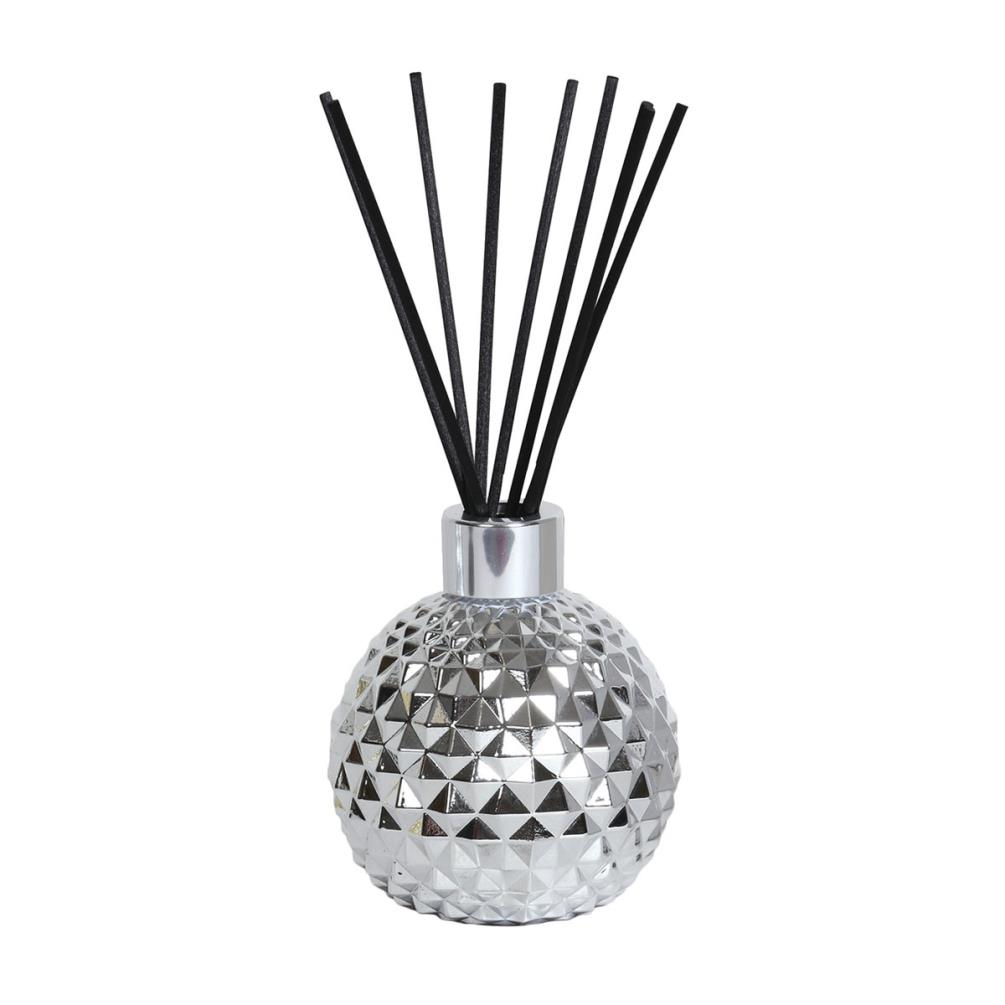 Aroma Silver Glass Reed Diffuser & 50 Black Fibre Reeds £7.64